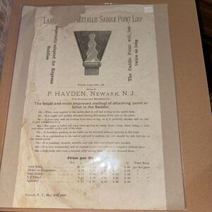 1890 Metallic Saddle Point Loop Advertisement Equestrian Express Saddles Newark